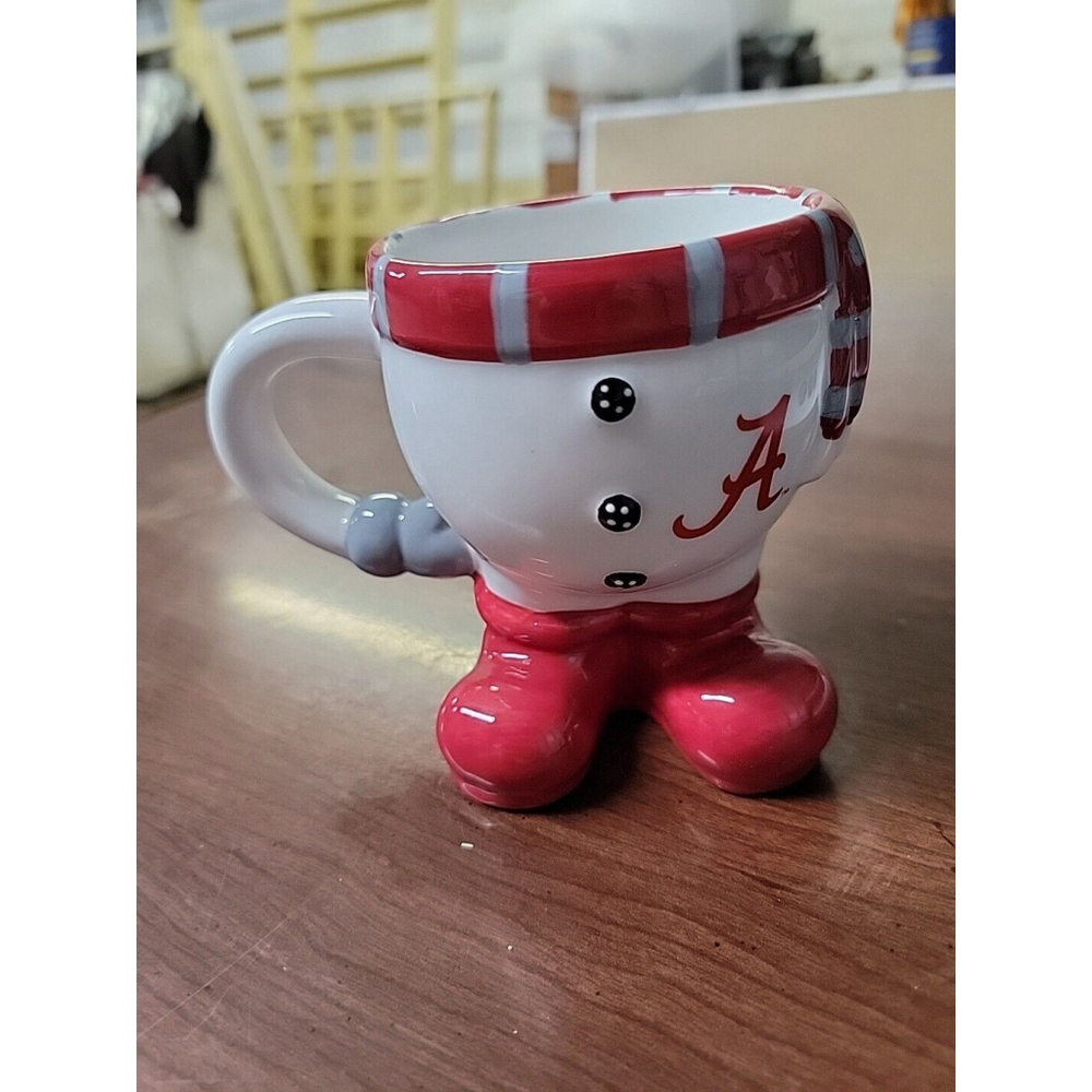 University Of Alabama Crimson Tide Snowman Mug Winter Coffee Cup with Feet